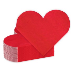 Valentine's Day Party Decorations, Disposable Love Napkins Heart Shaped Napkins for Valentine's Day Engagements Wedding Anniversaries Bridal Showers Birthday Party Supplies, 3 Ply / 50 Count/Red