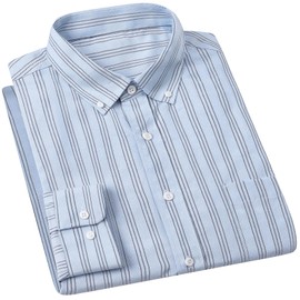 Cromoncent Men's Long Sleeve Oxford Button Down Shirts,100% Cotton,Plaid,Pocket,Blue,Medium