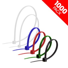 PowerGear 50724 RA26568 Ge Plastic Cable Ties Sizes44 144000 Pk, 1000-Pack, Assorted Color