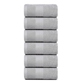 Dewall Maisons Chic Light Grey 6-Piece Hand Towel Set - 100% Cotton, 16" x 28" - Soft, Absorbent, Ideal for Modern Bathrooms - Perfect for Daily Use – Stylish Bathroom Essential