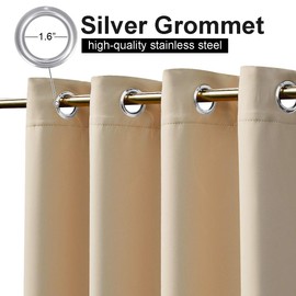 NICETOWN Weighted Outdoor Curtains for Patio Waterproof 84 inches Long 2 Panels, Windproof Drapes Top & Bottom Grommets, Thermal Insulated Blinds Keep Privacy for Yard/Porch, Biscotti Beige, 52" Wide