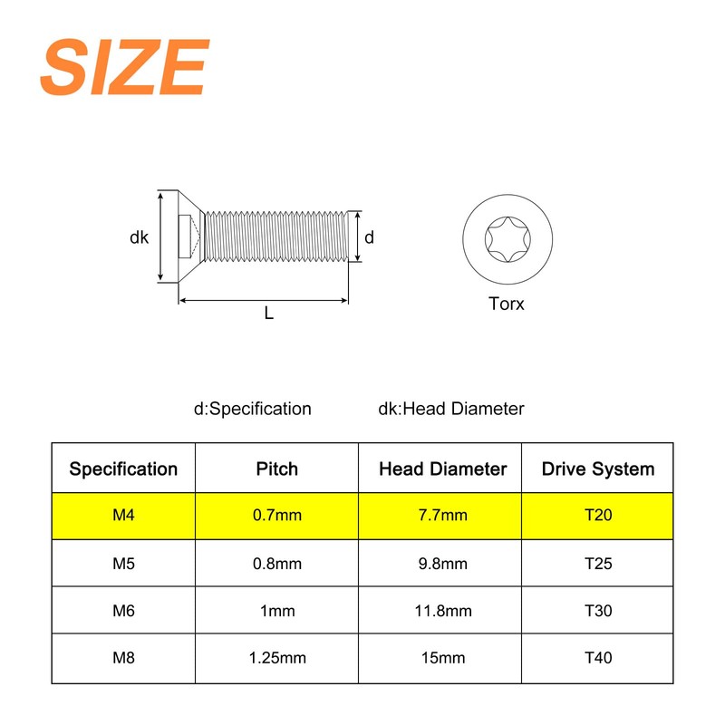 uxcell M4-0.7x10mm Flat Head Torx Anti Theft Machine Screws, 20Pcs