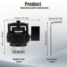 lasuroa Camera Monitor Mount, Adjustable 360 Degree Rotation 180 Degree Swivel Field Monitor Bracket with Cold Shoe Stand Compatible with SmallRig, MA006