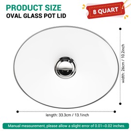 Oval Glass Lid 8 Quart Replacement for Hamilton Beach 33480 Slow Cooker, 8qt Slow Cooker Lid Replacement, Clear Cooker Lid Replacement Part
