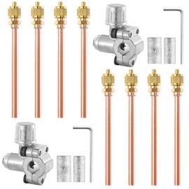 Bullet Piercing Valve Kit, 1/4 SAE Service Access & Valve Bullet Piercing Valve Line for 1/4, 5/16, 3/8 Inch Outside Diameter Pipes, HVAC Service Access Valve for Refrigerator Repair