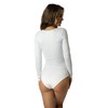 Alkato Women's Long-Sleeved Cotton Bodysuit with Crew Neck, White
