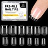 BORN PRETTY Nail Tips, 288 pcs, Ultra Thin, Clear, Sanding,