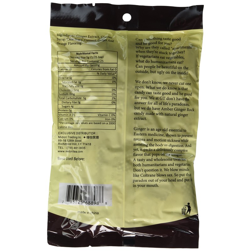Gt-Amber Ginger Candy (Hard) (10 Pack 4.41oz) total 44.1 oz