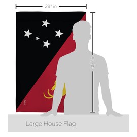 Americana Home & Garden HS140183-BO Papua New Guinea World Nationality Decorative Vertical, House Flag Set 28"x 40" w/Flagpole, Multi-Color