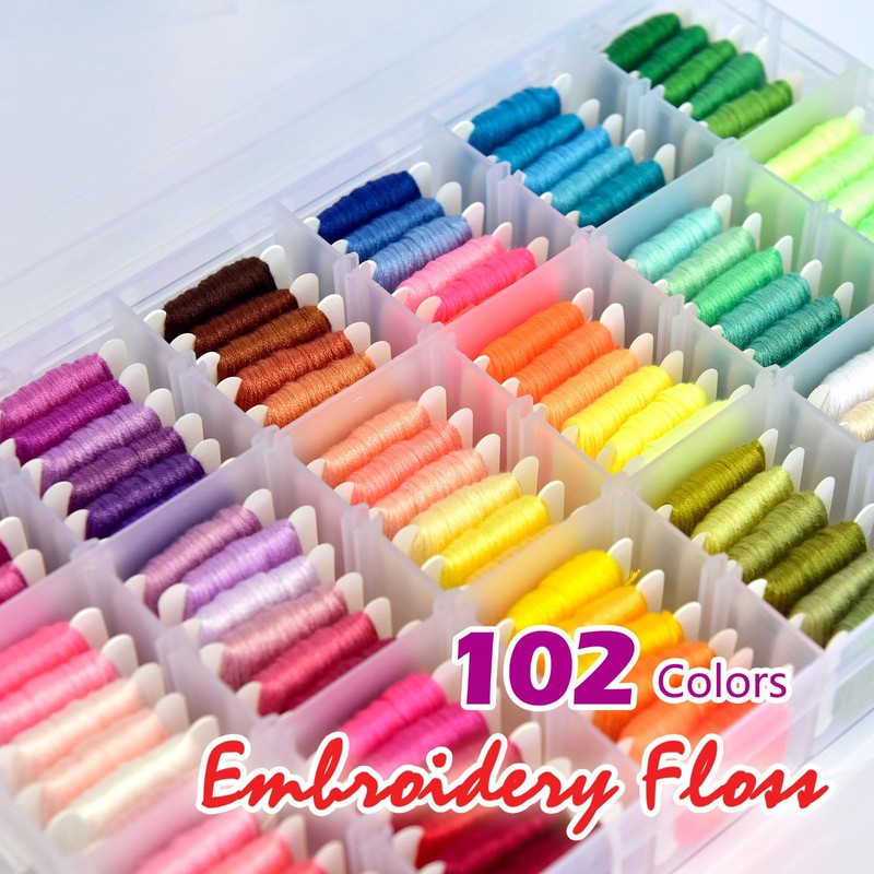 QCZKB Friendship Bracelet String 102 Skeins Fashionable Rainbow Color Embroidery