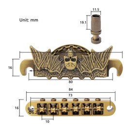 Unxuey Bronze Guitar Tune-O-Matic Bridge Classical Roller Saddle Bridge and Tailpiece for LP Electric Guitar, Include Strings Guitar Mounting Accessories String Winder