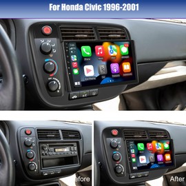 Upgrade Car Stereo for Honda Civic 1996-2001 w/Wireless Carplay Android Auto, 9 inch 1280 * 720P IPS Touch Screen Double Din Car Radio Head Unit GPS Navi/WiFi/32EQ Audio/Bluetooth/SWC/Camera,2G+32G