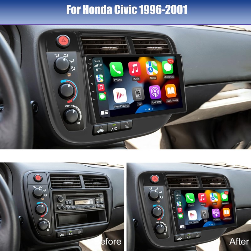 Upgrade Car Stereo for Honda Civic 1996-2001 w/Wireless Carplay Android
