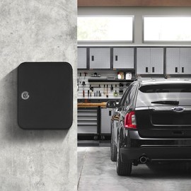 Key Lock Box, Key Cabinet Wall Mount, Locking Key Organizer, 20 Key Hooks & Tags Key Lab, Metal Key Box Organizer with for Home and Office (Black)