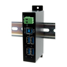 EXSYS EX-1504HMS Managed 4-Port USB 3.2 Gen1 Metal Hub with 15KV EDS Surge Protection (Din-Rail)
