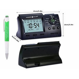 Anlising Islamic Azan Alarm Clock, Muslim Prayer Alarm Clock, Islamic Azan Table Clock, Muslim Azan Athan Prayer Clock, Complete Azan Clock for All Prayers Qibla Direction (3005 Black)