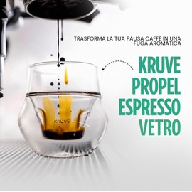 KRUVE PROPEL - Bicchiere da espresso, realizzato a mano, doppia parete, trasparente, 70,9 g, design scientifico (set di due)