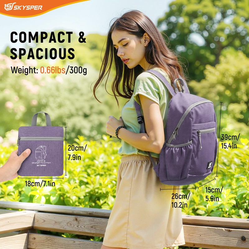 SKYSPER Anti Theft Hiking Backpack RFID Packable Travel Daypack Lightweight