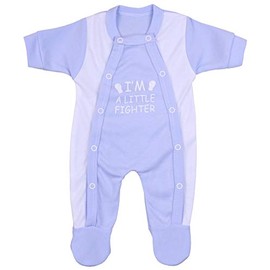 BabyPrem Premature Baby Little Fighter Sleepsuit 3.5-5.5lb Blue 38-44cm