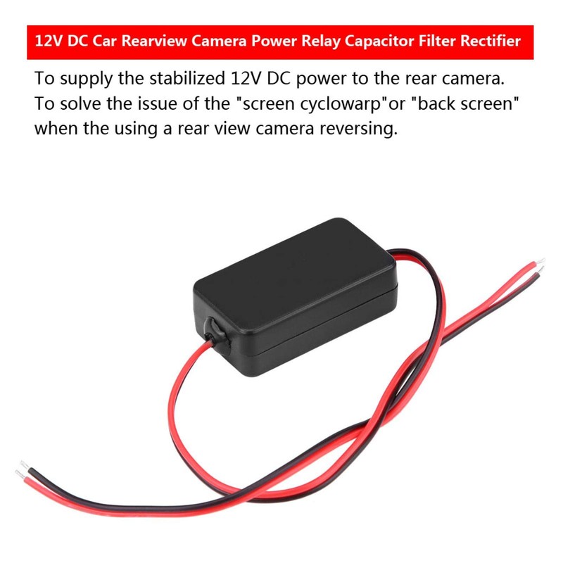 Qiilu 12V DC Car Rearview Camera Power Relay Capacitor Filter