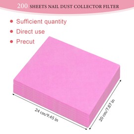 Grevosea 200 Sheets Nail Dust Collector Filter Paper Disposable Nail Dust Filters for Most of Nail Dust Collector Machine Nail Vacuum Dust Collector Nail Tech for Nail Salon Spa Home(Pink)