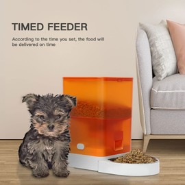 U.S. Solid Automatic Cat Feeder Orange Pet Feeders Food Dispenser Voice Recorder, Battery and Plug-in Power