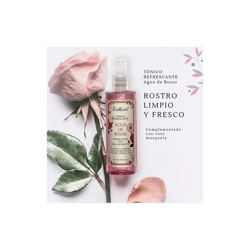 Tónico Refrescante Agua De Rosas 250ml. 2 Piezas Florigan