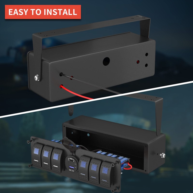 Joinfworld 6 Gang Rocker Switch Box Waterproof 12V SPST ON/Off