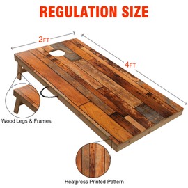 OOFIT Solid Wood Premium 2' x 4' Corn Hole Game Set, Portable Regulation Size Cornhole Boards with Set of 8 Professional Cornhole Bags, Family Backyard Bean Bags Toss Game