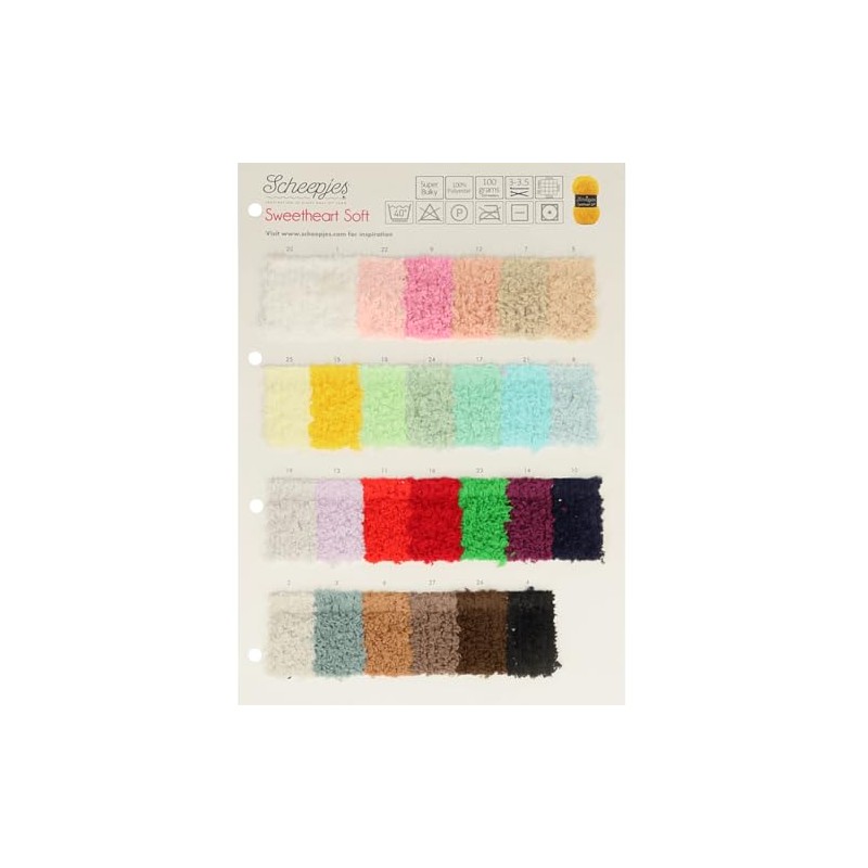 Scheepjes Sweetheart Soft Colour Sample Card - Textile Yarn Swatches