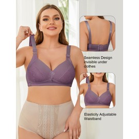 3Pack Bra for Women Lace Full Coverage Compression Bra Unlined Bras Lightly Padded Bras for Women B-42C