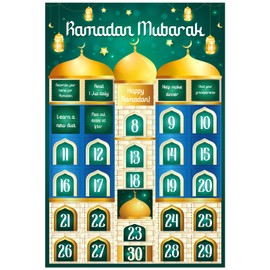 WhatSign Ramadan Calendar Ramadan Advent Calendar Window Page Ramadan Calendar for Kids Ramadan Countdown Calendar Poster Ramadan Activities Gifts for Kids Ramadan Eid Mubarak Decorations for Home
