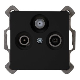 Kopp Paris 921450085 3-Way Antenna Socket for TV/RF/SAT, Flush-Mounted, Matte Black