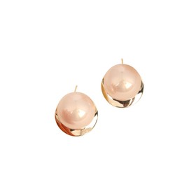DIAMANTIO Statement Pearl Stud Earrings for Women – 18K Gold Plated, Oversized Faux Pearl with Gold Crescent Accent, Elegant & Modern Jewelry for Special Occasions