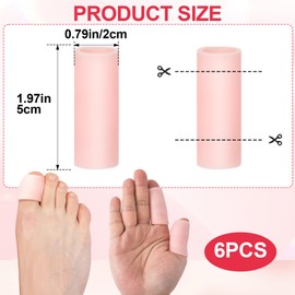 Pndeyo 6pcs Gel Finger Sleeves, Elastic Tube Silicone Finger Support Sleeve, Soft Hand Cushions Protector for Reliefing Hands Cracking Trigger Pain Arthritis- Skin Color