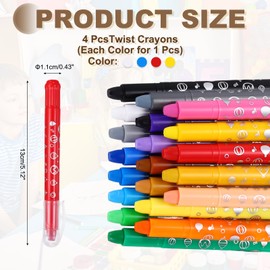 MECCANIXITY Twist Crayons, Twist Crayons Gel Watercolor Set Washable Silky Smooth for Arts Drawing DIY Craft Project Coloring Supplies Gift(White Blue Red Yellow, Pack of 4)
