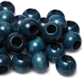 woodeni 20mm Round Navy Wooden Beads, 50pcs, Large Hole, Perfect for Jewelry Making, Garlands, Home Decor