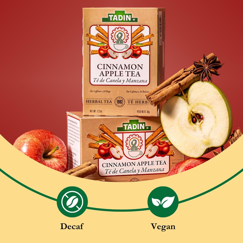 Tadin Cinnamon Apple Tea, Herbal Tea, Caffeine Free Tea, Decaf