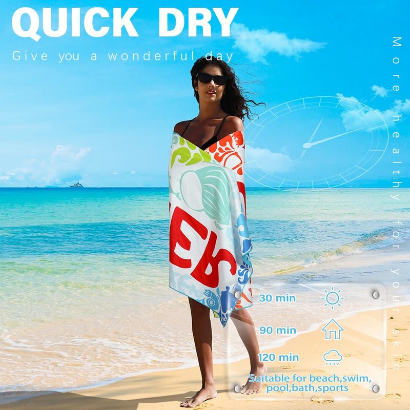 Microfiber Lightweight Beach Towel Sand Free Quick Dry Absorbent Thin