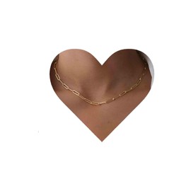 Yheakne Punk Papierlink Halsband Halskette Gold Büroklammer Kette Halskette Halsband Offene Gliederkette Halskette Trendige Kette Halskette Schmuck für Frauen und Mädchen