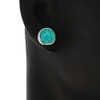 925 Sterling Silver Blue Simulated Opal Round Stud Earrings