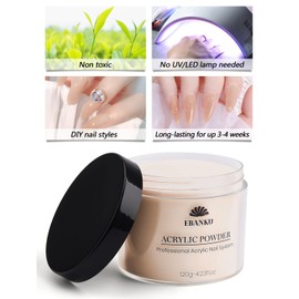 Nude Acrylic Powder, EBANKU 120g/4.23oz Nail Acrylic Powder Large Capacity Professional Acrylic Nail Powder for Nail Extension, Nail Carving, Long-Lasting, No Nail Lamp Needed