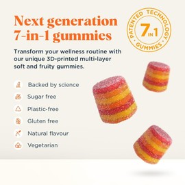 UPSA x Nourished 7-in-1 Energy Gummies - Vegan Multivitamin for Adults with Vitamin C, E, Guarana Extract, Caffeine, Vitamin B12, Ginger Extract - Energy Boost, Immune Support - 30 Vitamin Gummies