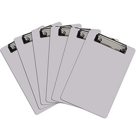 Hongri Plastic Clipboards Set of 6, Gray Small Clipboard Standard A5 Size Memo Clipboards for Students, Kid, Women, Office, Home, Low Profile Clip, , Mini Clipboard Size 6" x 9", Hazy Gray