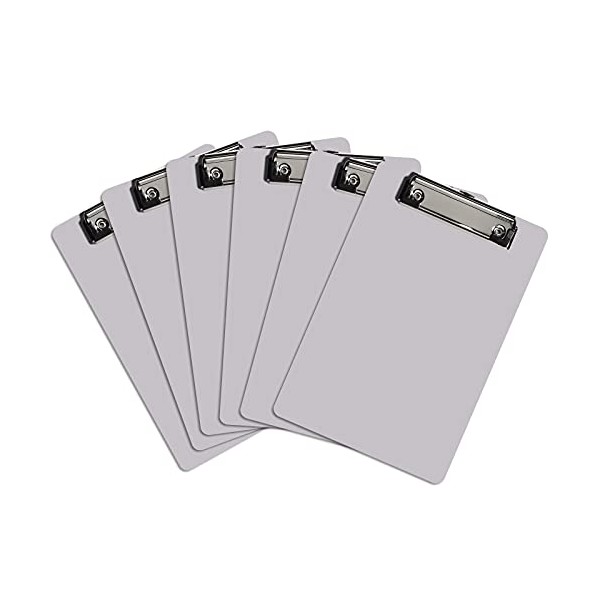 Hongri Plastic Clipboards Set of 6, Gray Small Clipboard Standard