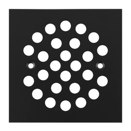 VOURUNA Square 4-1/4 Inch (108mm*108mm) Screw-in Shower Drain Cover Replacement Square Floor Drainer Grate, (Black)
