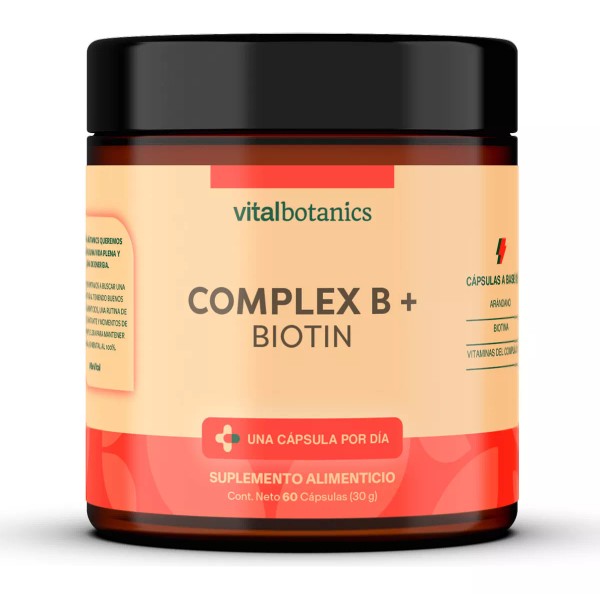 VitalBotanics Complejo B Vitaminas B1 B2 B3 B5 B12 60 Caps Vitalbotanics