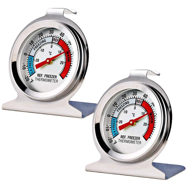 Greluma 2 Pcs Fridge Thermometer Freezer Thermometer with Large Dial Classic Series Temperature Thermometer for Fridge, Freezer, Refrigerator, Cooler