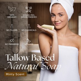 Eat My Face 2-Pack Beef Tallow Soap Bar Grass Fed | Organic Natural Body Wash Soap Bar for Women & Men | Moisturizing Tallow Cleanser for All Skin Types | Nourishing with Minty Scent