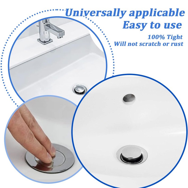 Set of 2 Universal Sink Plugs, Adjustable Drain Plugs, Sealing